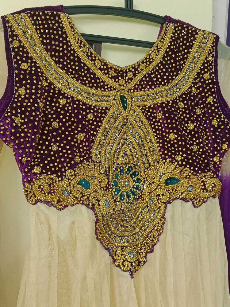 Elegant Ethnic Gown With Dupatta And Leggings