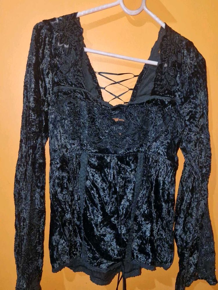Black Velvet Corset Top