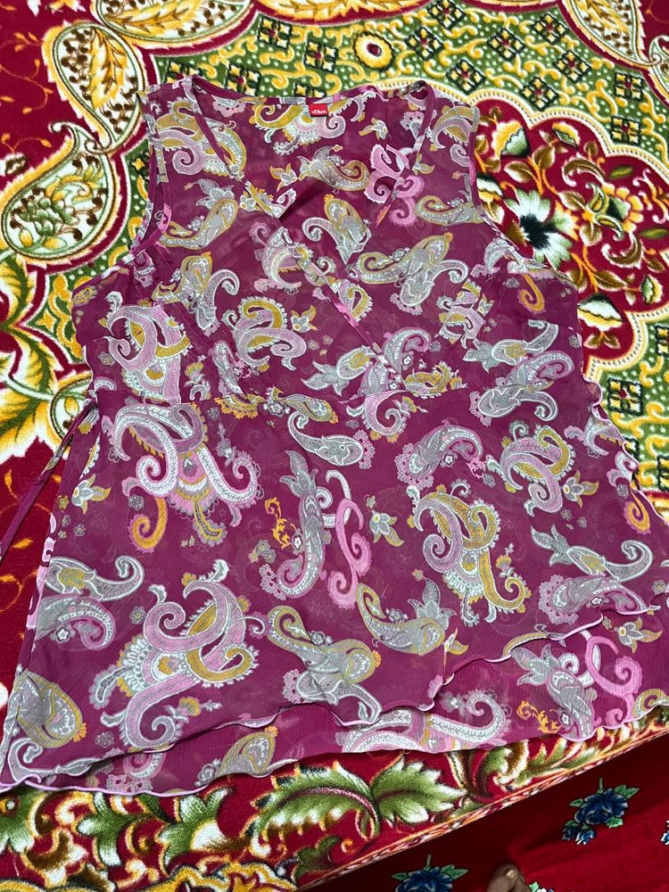 Paisley Print Sleeveless Top