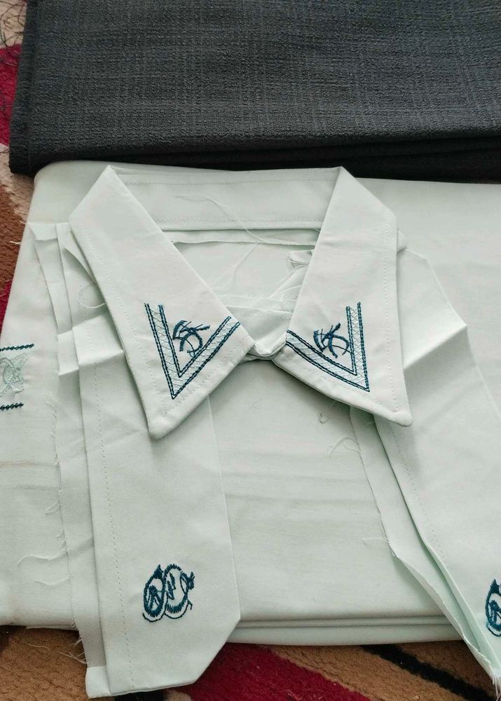 Embroidered Collar Shirt Pant Picae