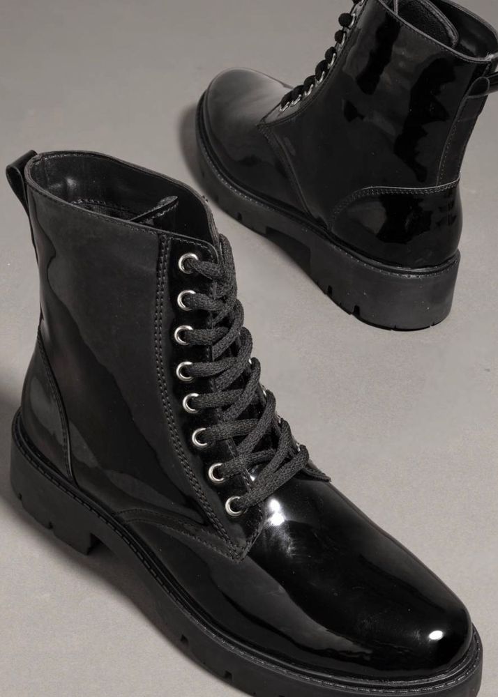 Black Patent Leather Boots