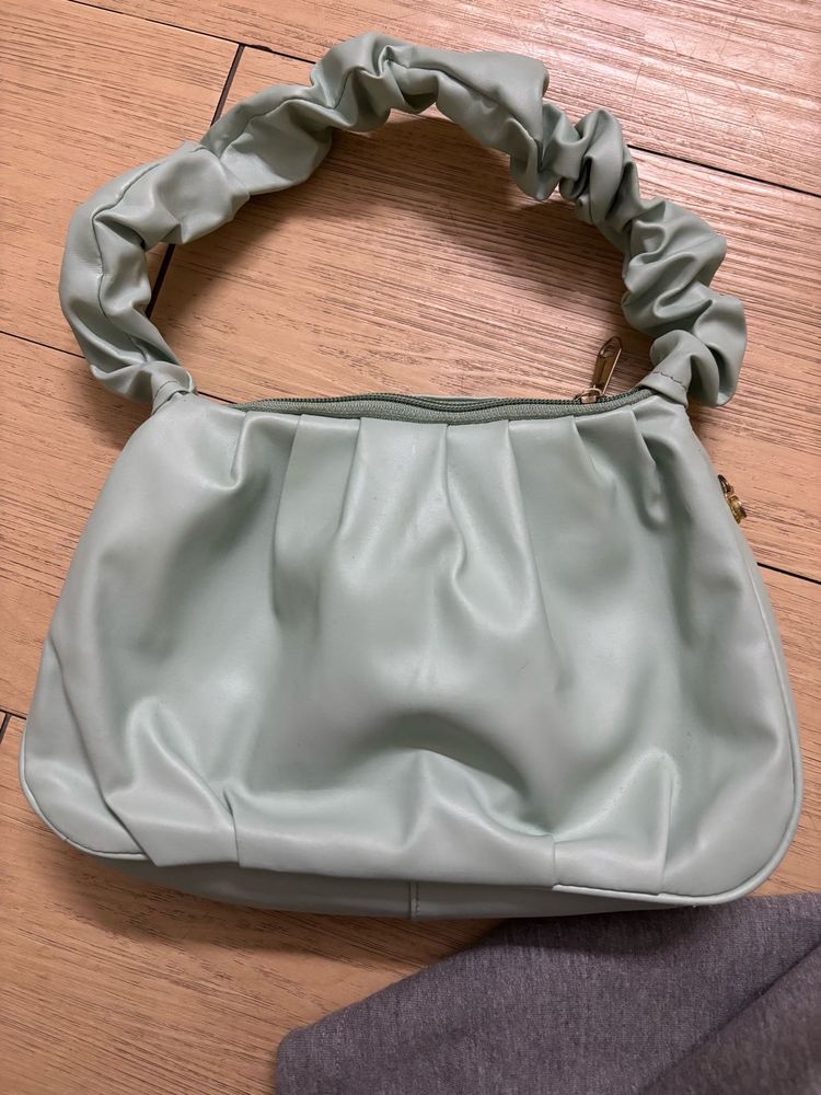 Mint Green Ruched Handle Bag