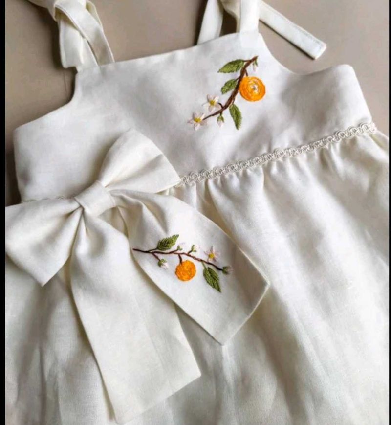 Embroidered Baby Dress with Bow