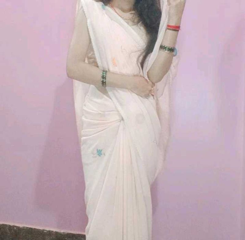 Cream Colour saree