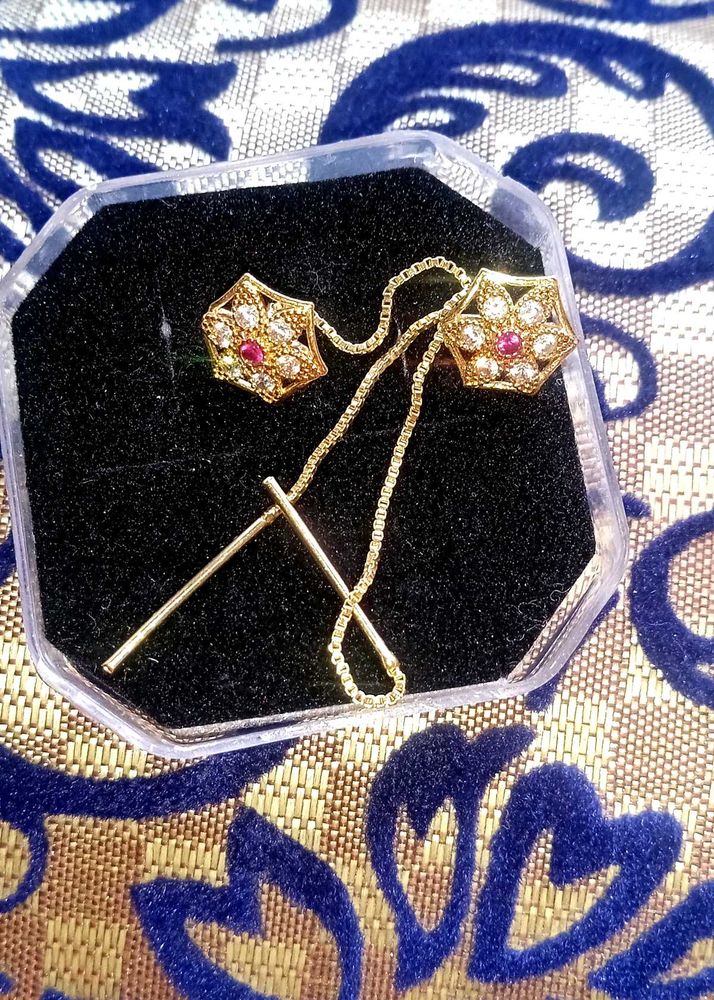 Gold Cufflinks with Chain