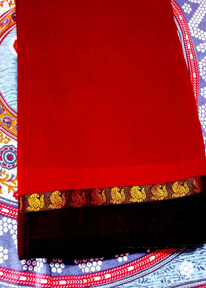 Handloom Cotton Elegant Red Saree 3