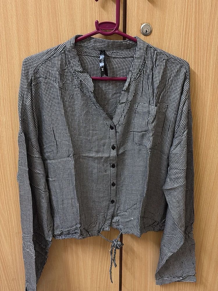 Checkered Button-Up Top