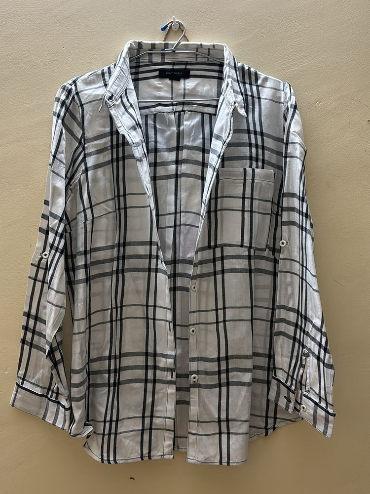 Black N White Checked Oversized Shirt
