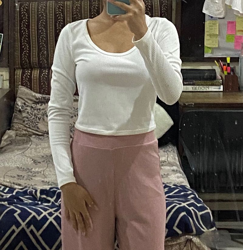 H&amp;M Ribbed Long Sleeve Top
