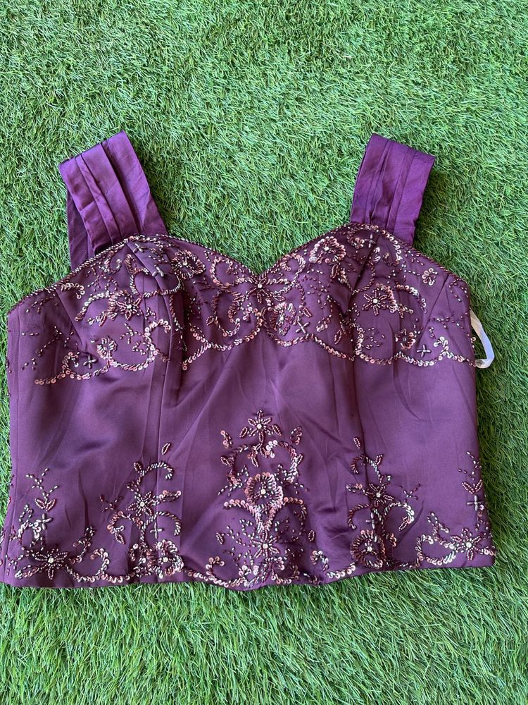 Handwork Embroidered Top - Wine Color