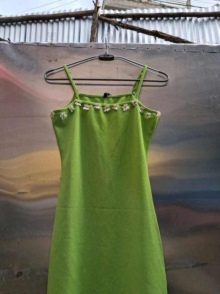 Upcycled Self Design Green Bodycon Dress