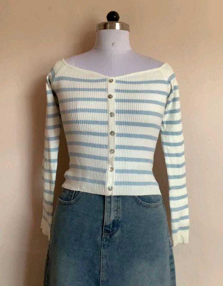 Striped Button-Down Cardigan