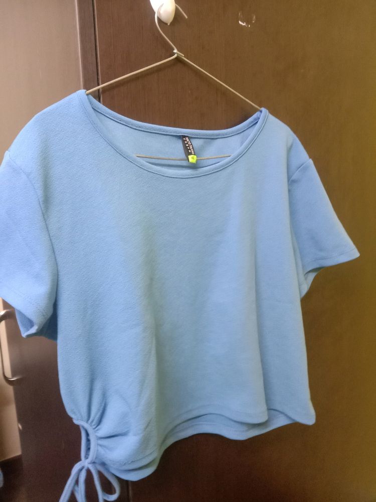 Crop Top Blue, Side Tighup, Xl/ Xxl