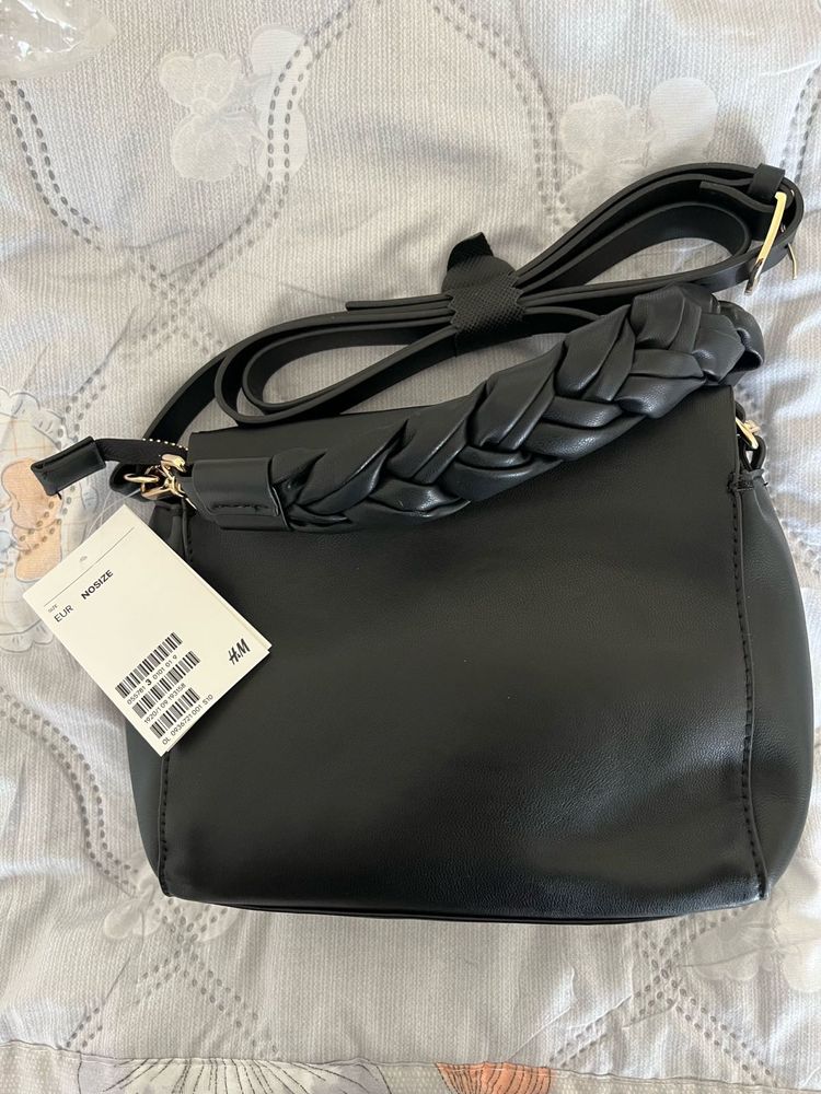 H&amp;M Black Braided Crossbody Bag