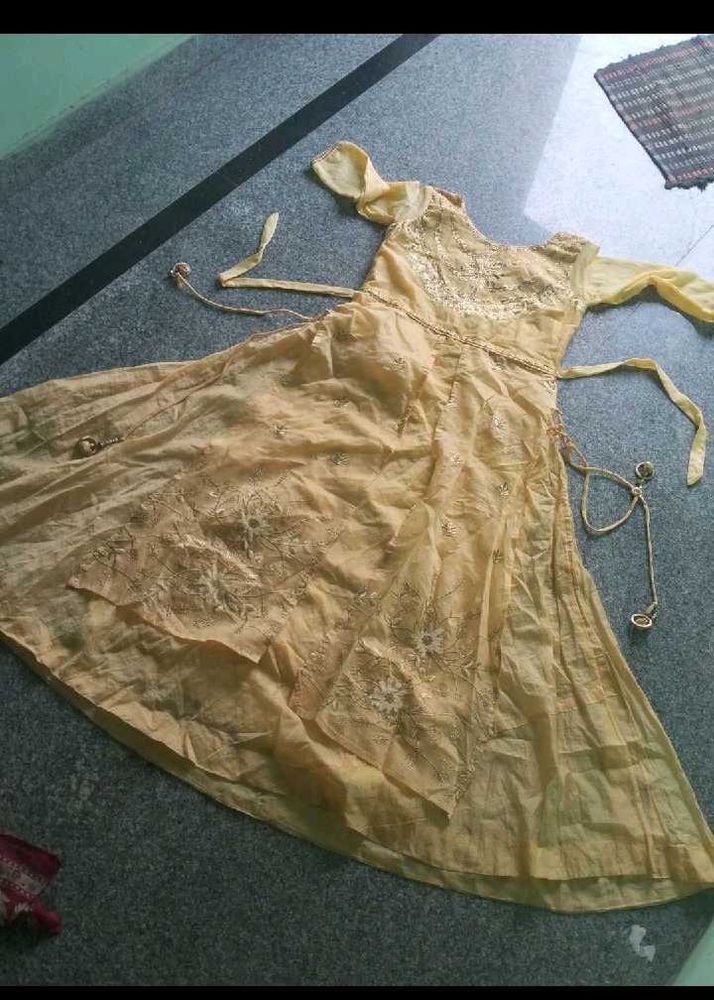 Elegant Beige Embroidered Dress Each