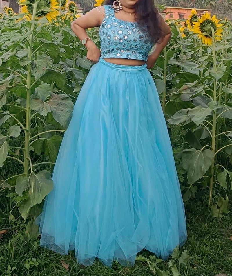 Sky Blue Designer Lehenga Choli