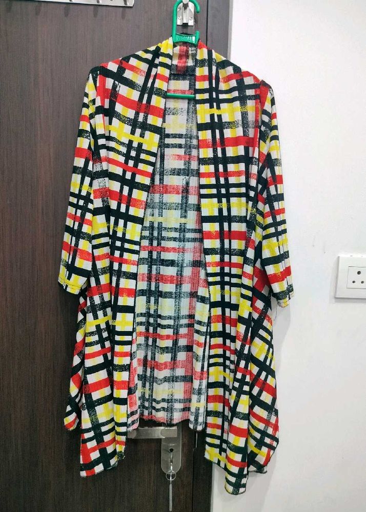 Colorful Plaid Cardigan Shrug