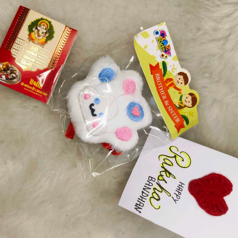 Fluffy Panda Paw Rakhi Gift Set