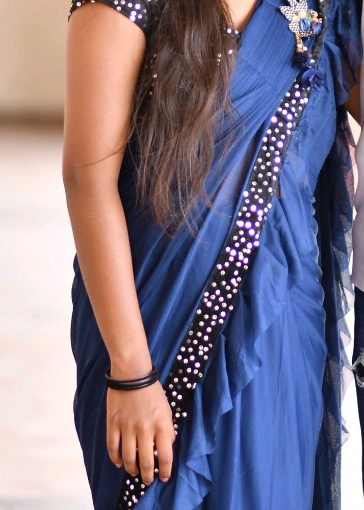 Elegant Blue Embellished Saree