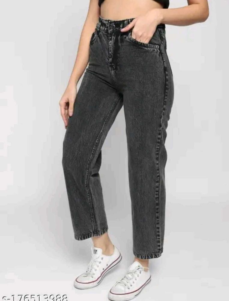 Blackish Grey Straight Fit Jeans