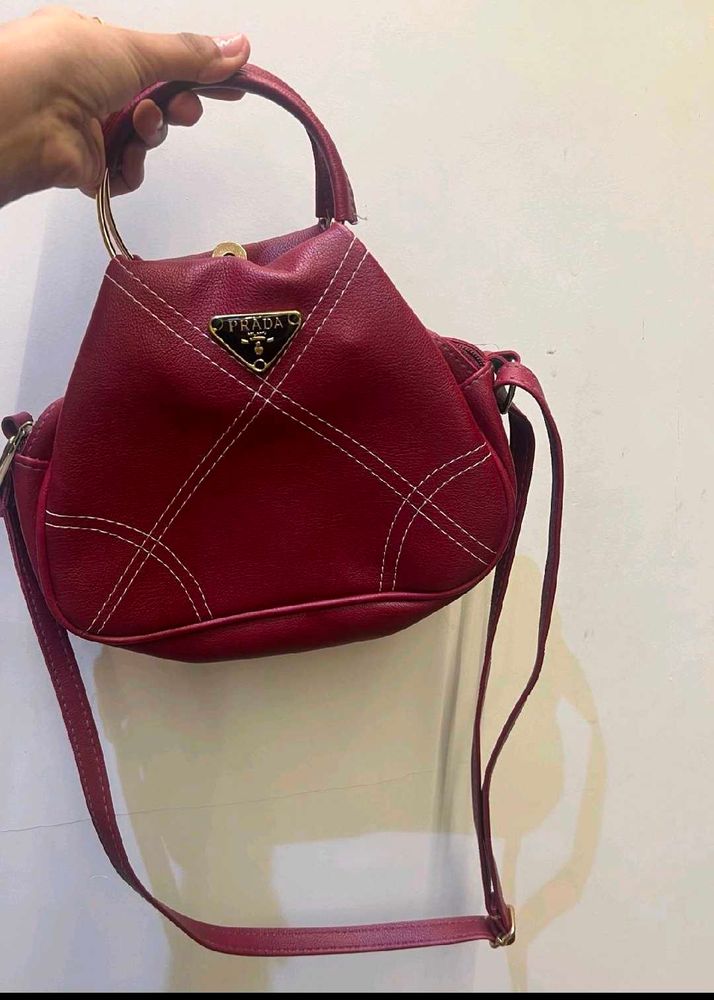 Maroon Handbag With Sling