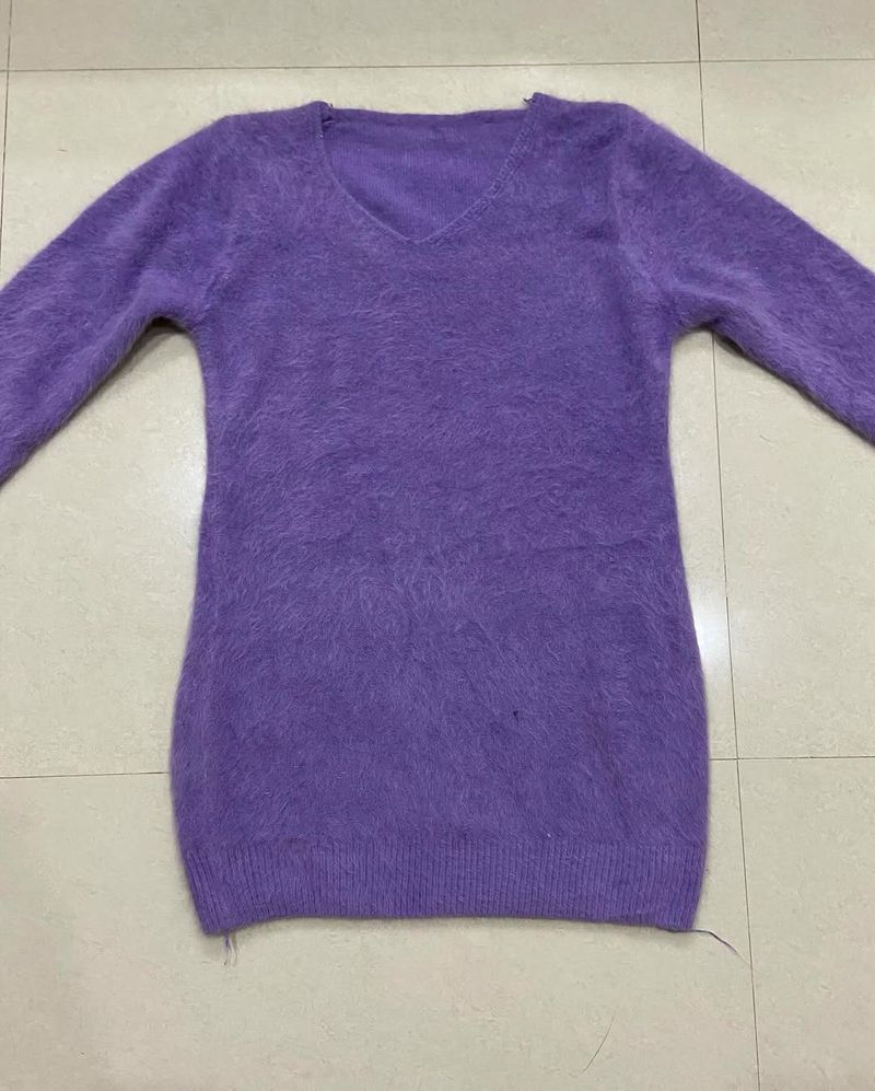 Purple Fuzzy Knit Sweater