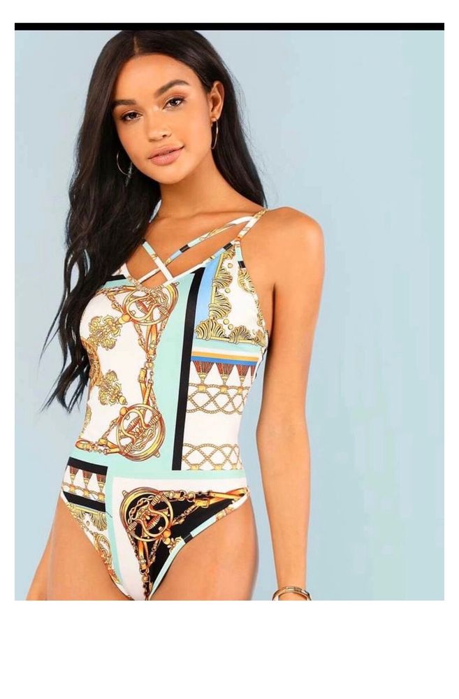 chain print bodysuit