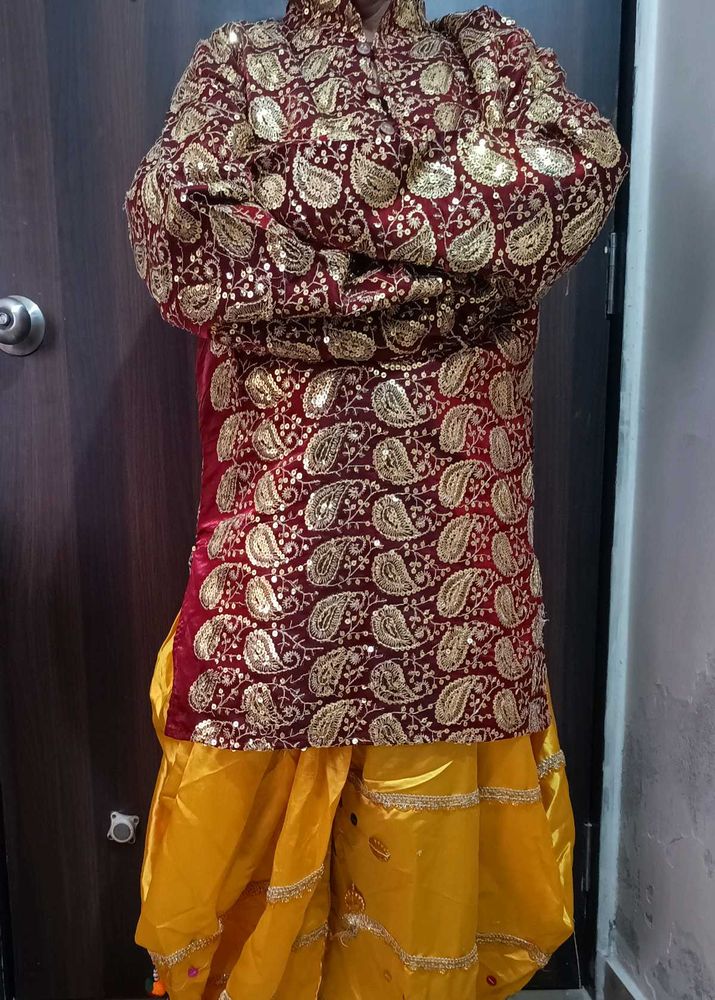 Embroidered Kurta &amp; Dhoti Set Navratri Special