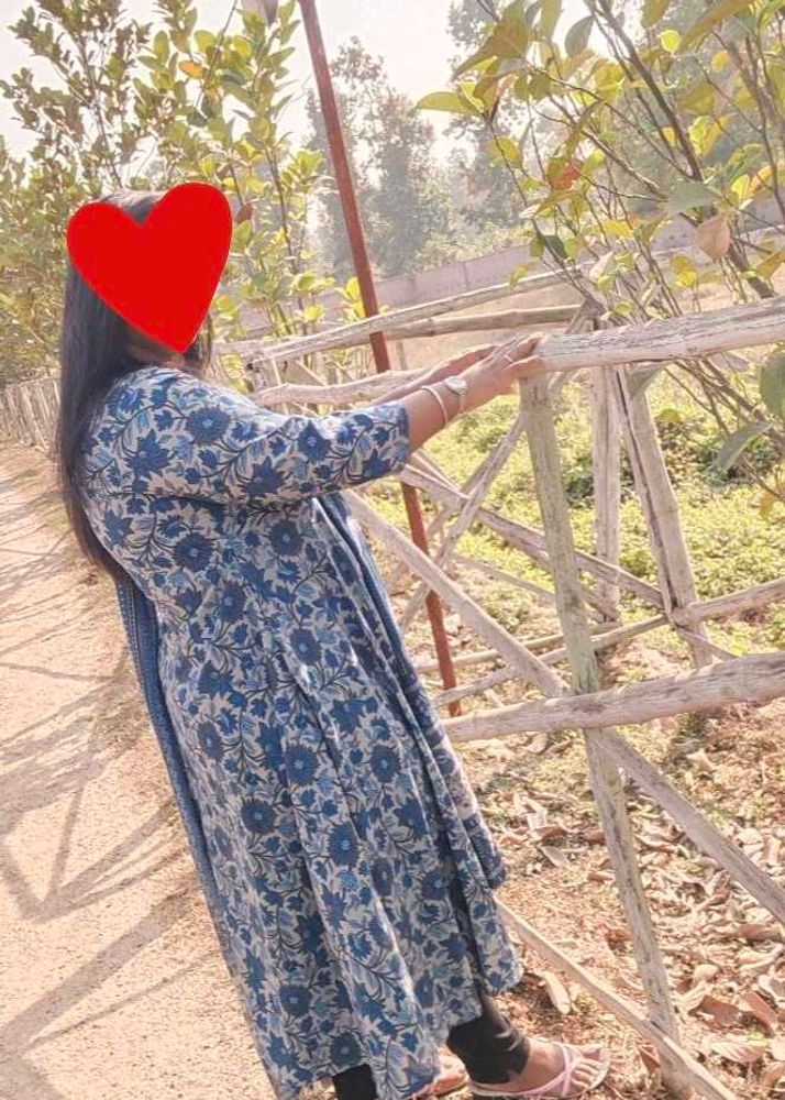 Blue Floral Print Kurti Dress