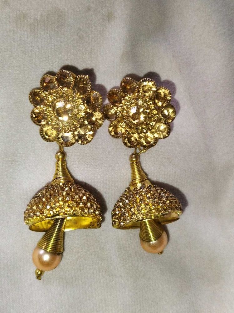 Golden Jhumka Earrings