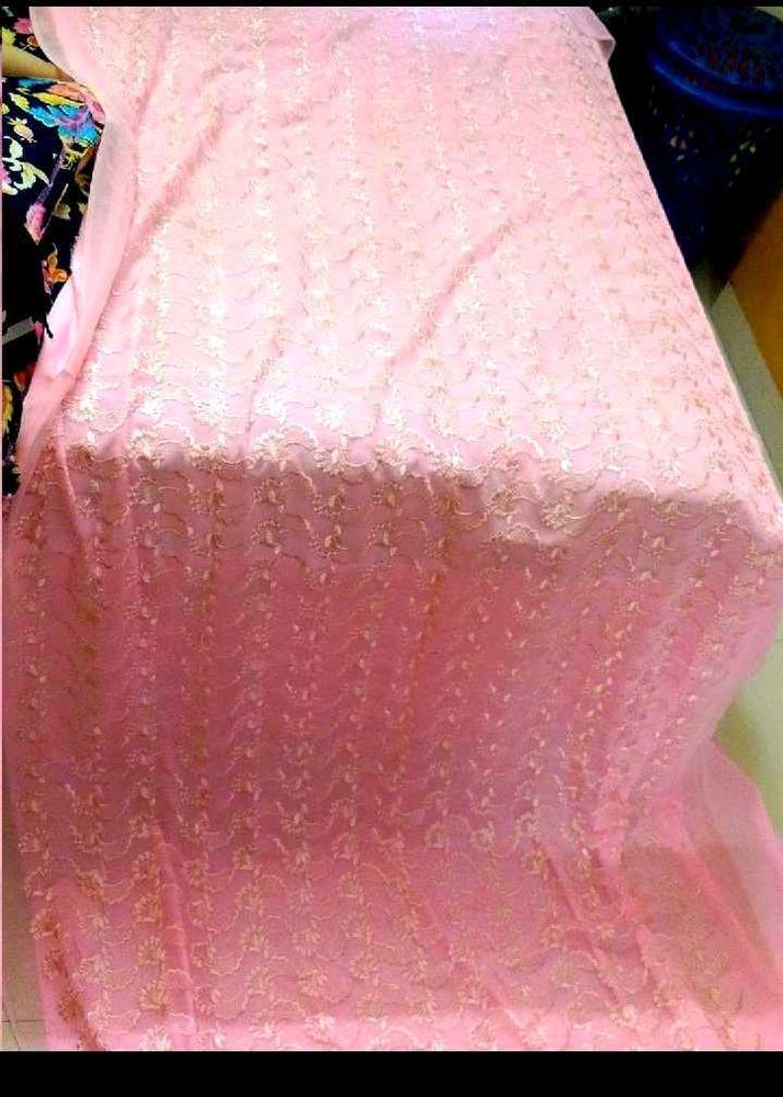 Pink Chickenkari Dress Material🩷