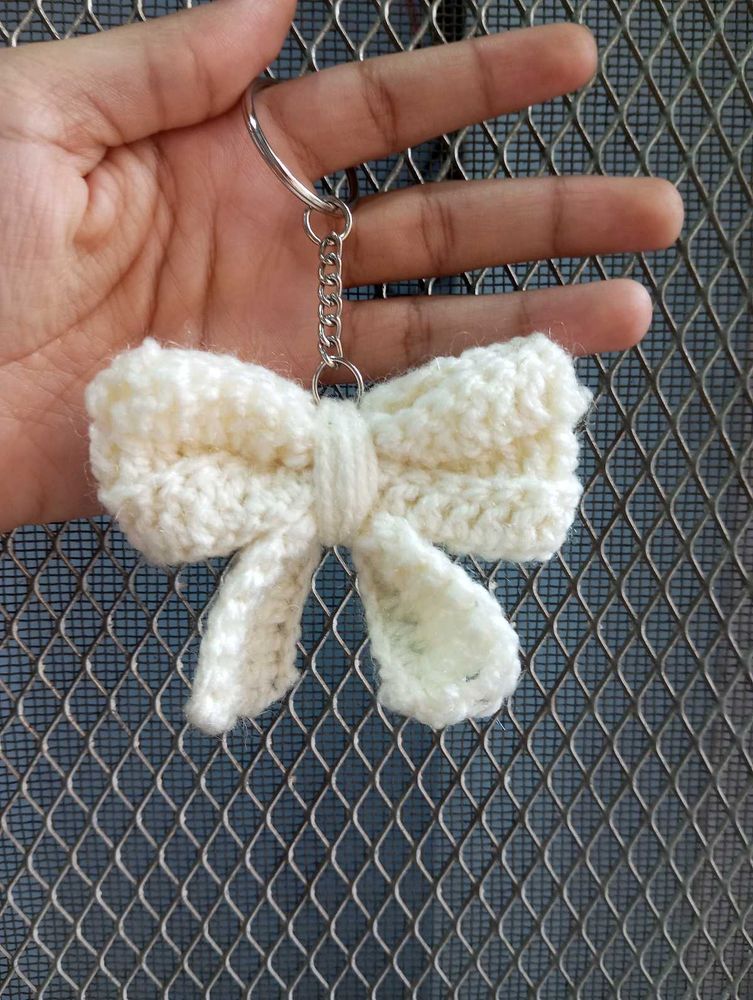 Handmade Crochet Bow Keychain