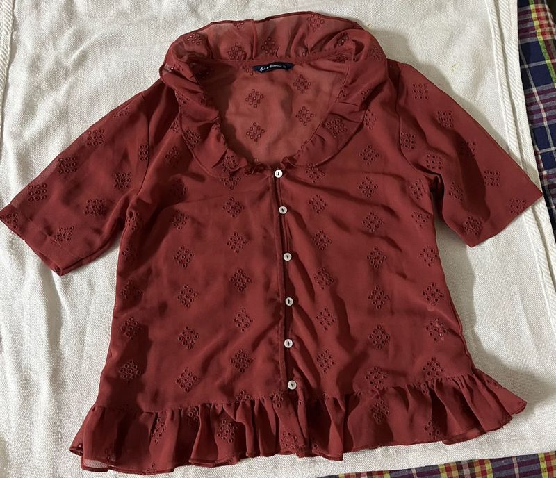 Sheer Ruffled Blouse