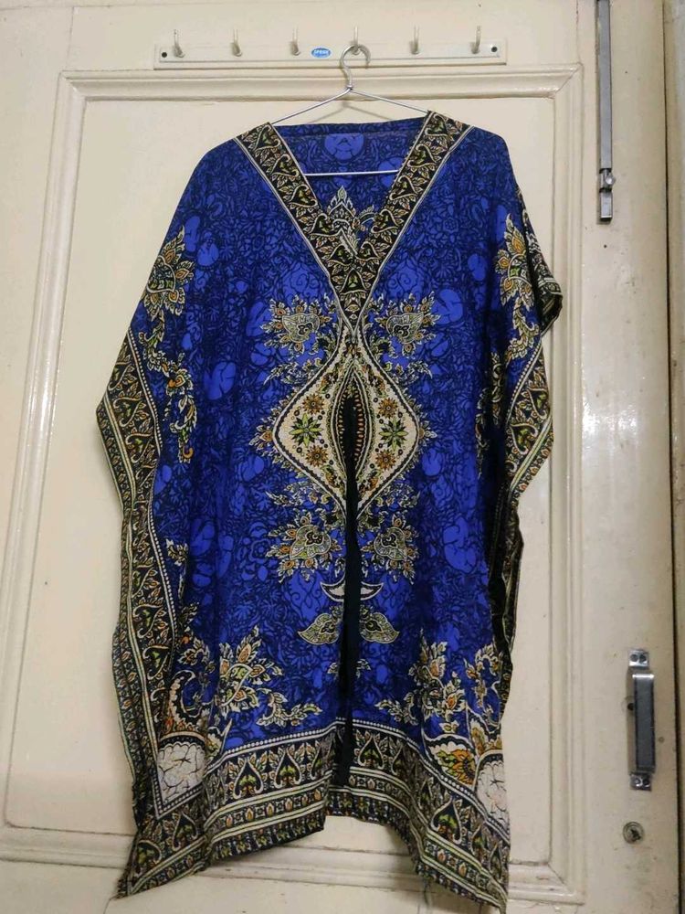 Y2K Blue Patterned Caftan Top/ Dress