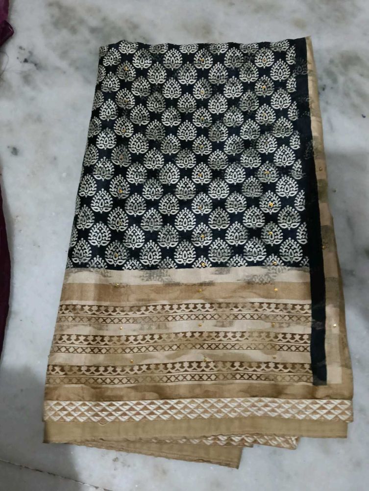 Black and Gold Patterned Saree