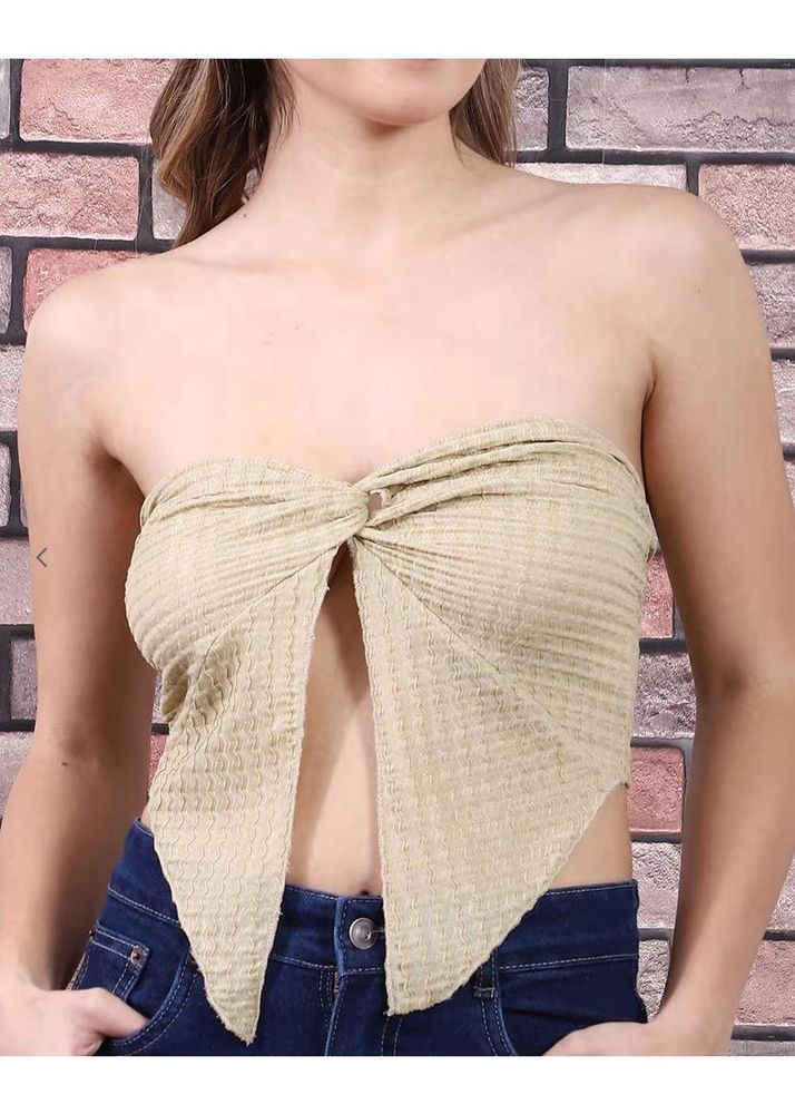 Trendy Beige Tube Top