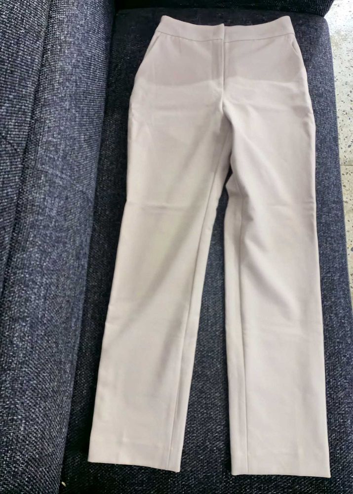 Beige Straight Leg Trousers