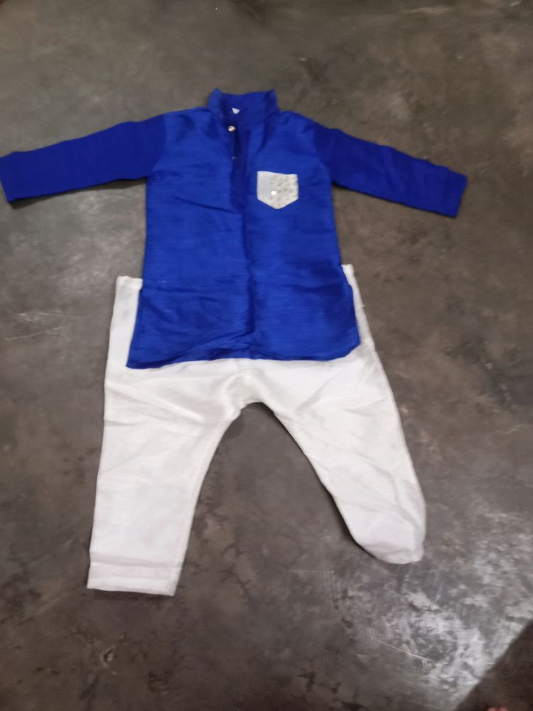 Kid&#39;s Blue 💙 And White Kurta Set
