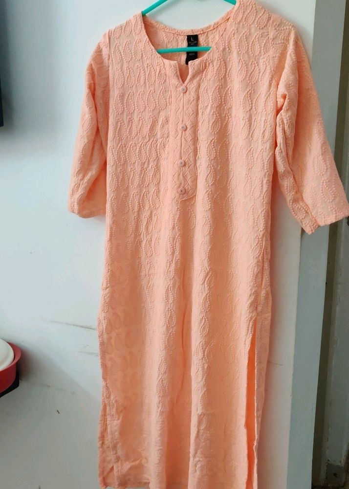 Chickenkari Kurta (Peach Colour, New)