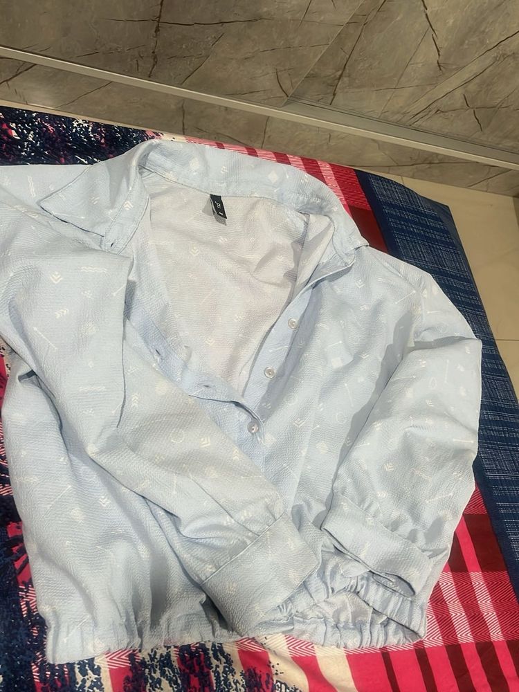 Light Blue Crop Shirt