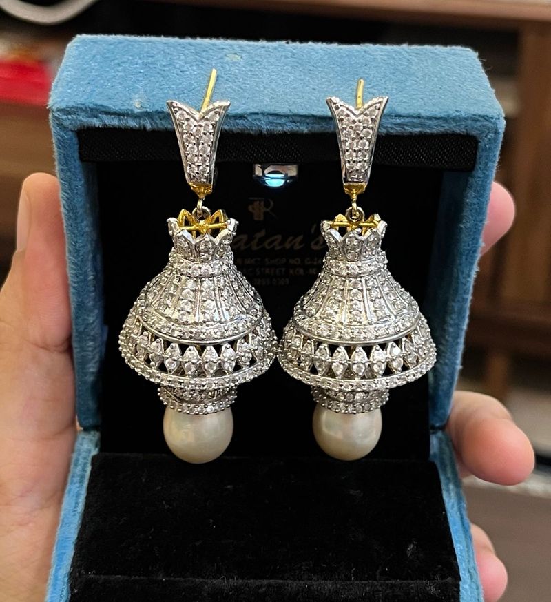 AD WHITE STONE JHUMKAS