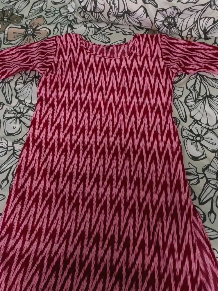 Pink Ikat Print Dress