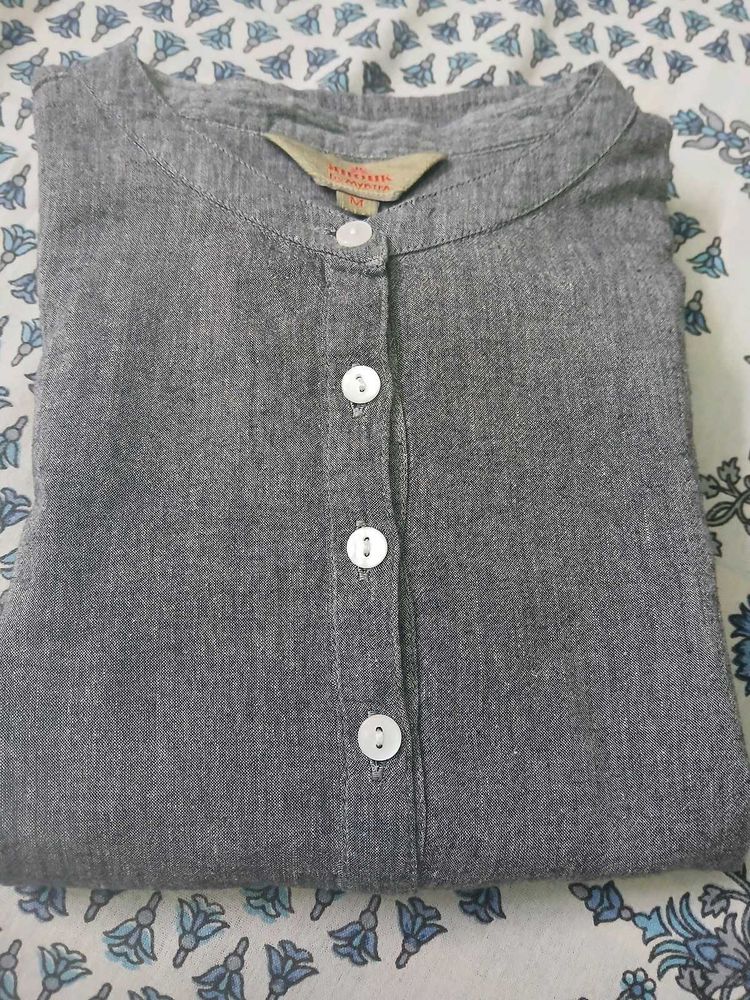 Gray Button-Down Top