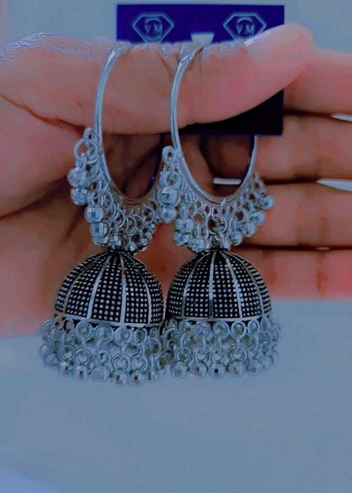 Silver Jhumka Earrings