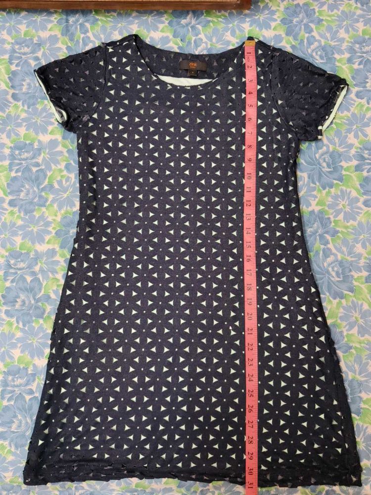 Navy Blue Patterned Dress