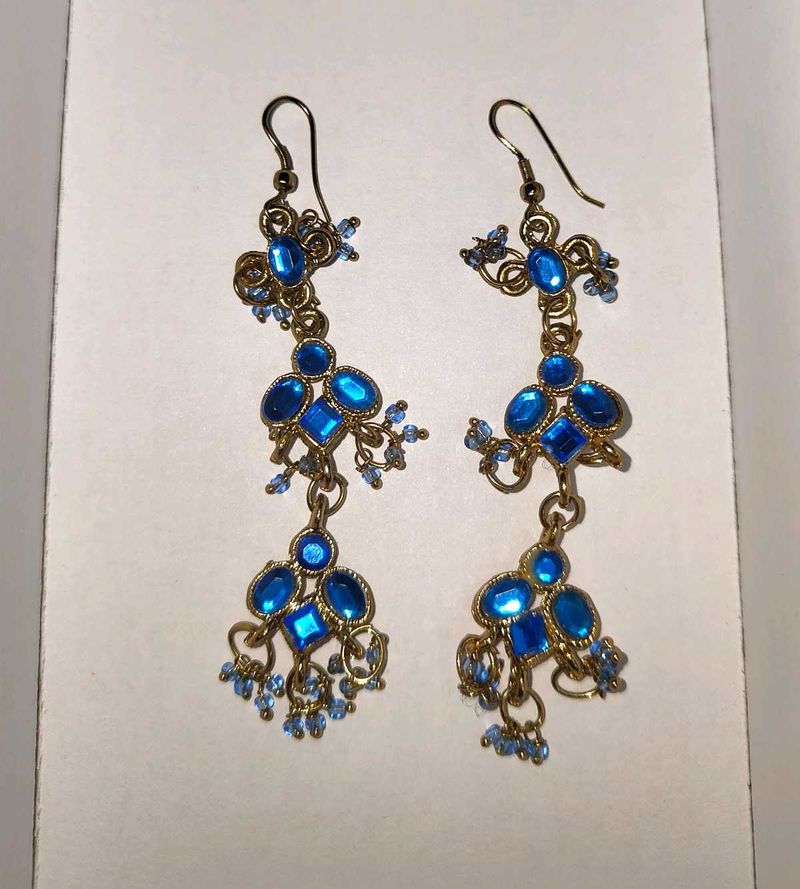 Blue And Gold Earring