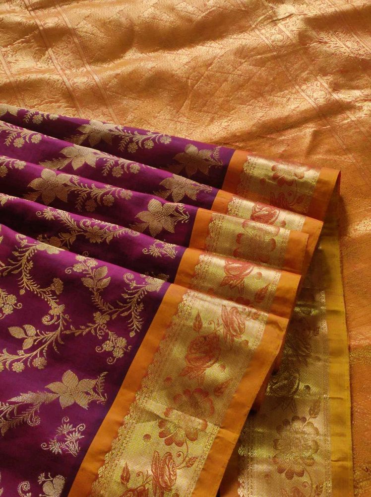 Maroon And Golden Bridal Kanchipuram Silk Saree