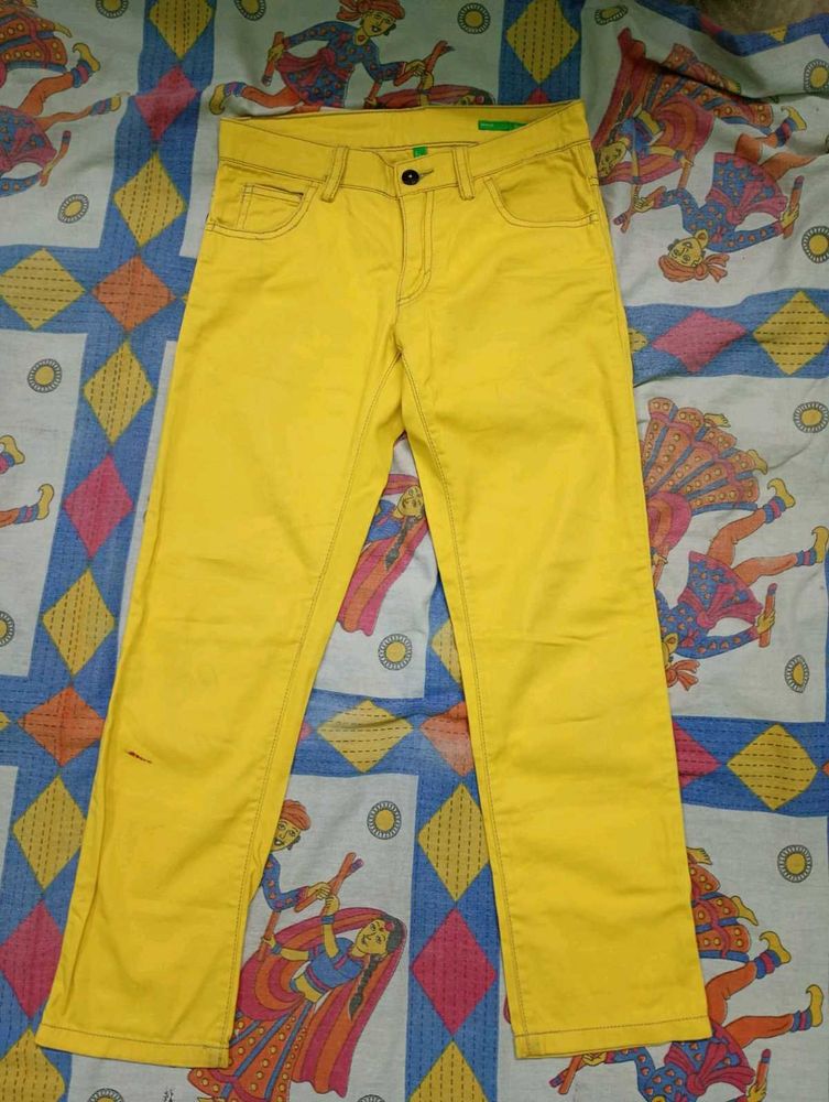 Vibrant Yellow Slim Fit Pants