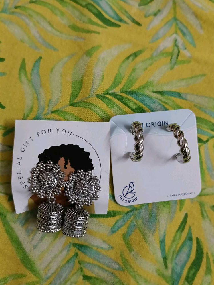 Silver Hoop jumka Combo