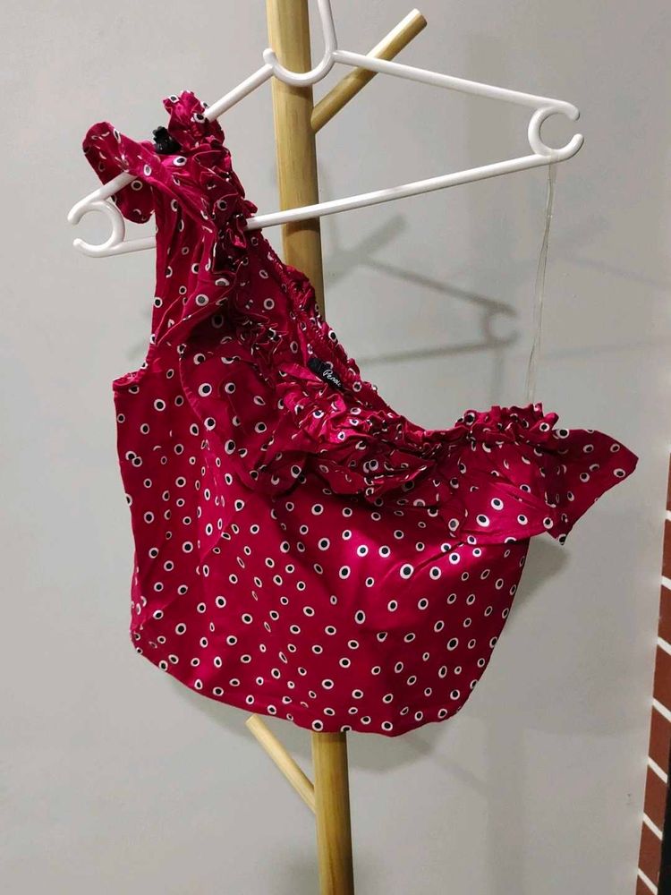 One Shoulder Red Top